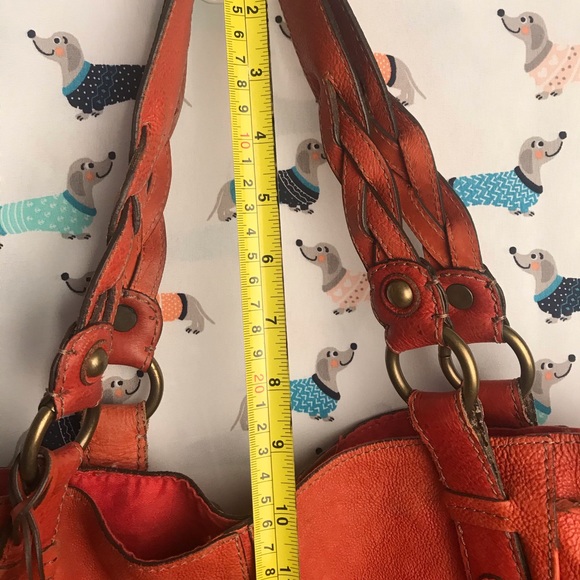 Fossil leather burnt orange bucket/hobo handbag - Picture 6 of 8